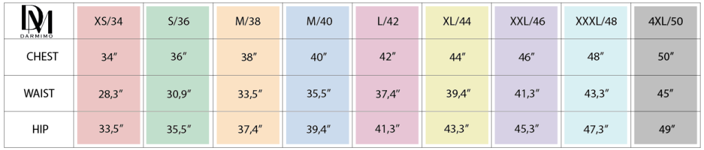 men's size chart (inch)