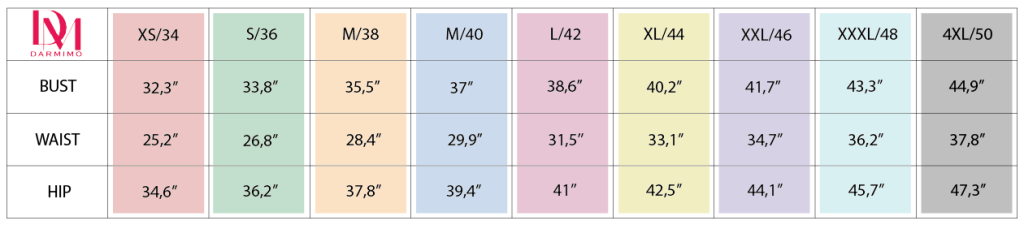 women's size chart (inch)